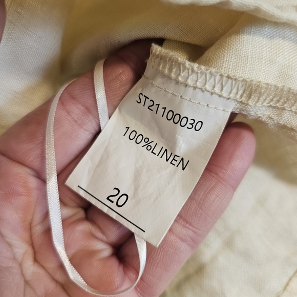 Amalie Linen Cream Button Down Quiet Luxury Old Money Flutter Sleeve Beige Top - Picture 4 of 8